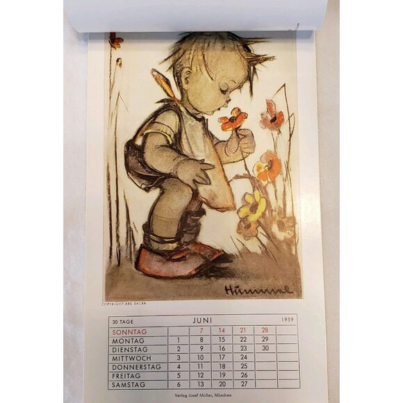 1959 2026 Hummel Calendar Postcard Print Germany Glossy Full Color 12 Month - Picture 6 of 12